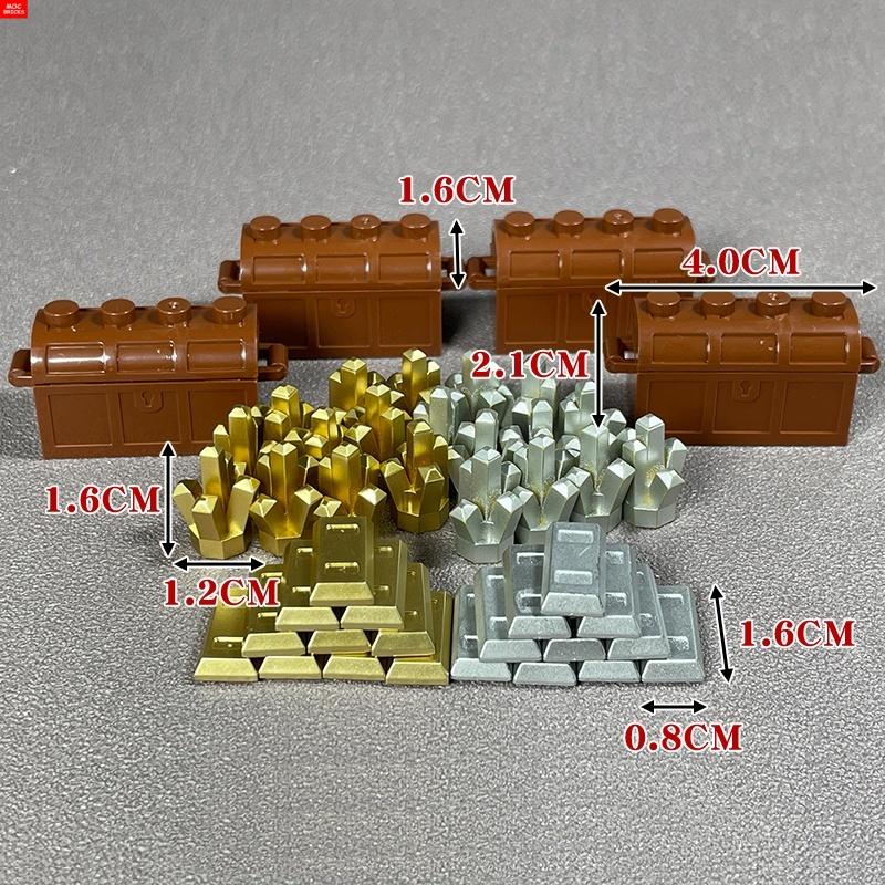Non-Toxic Moc Bricks Utensil Ingot Bar Dollar Coin Money Gold Silver Painted Gold Gem Treasure Box 99563 Building Blocks Children'S Toys