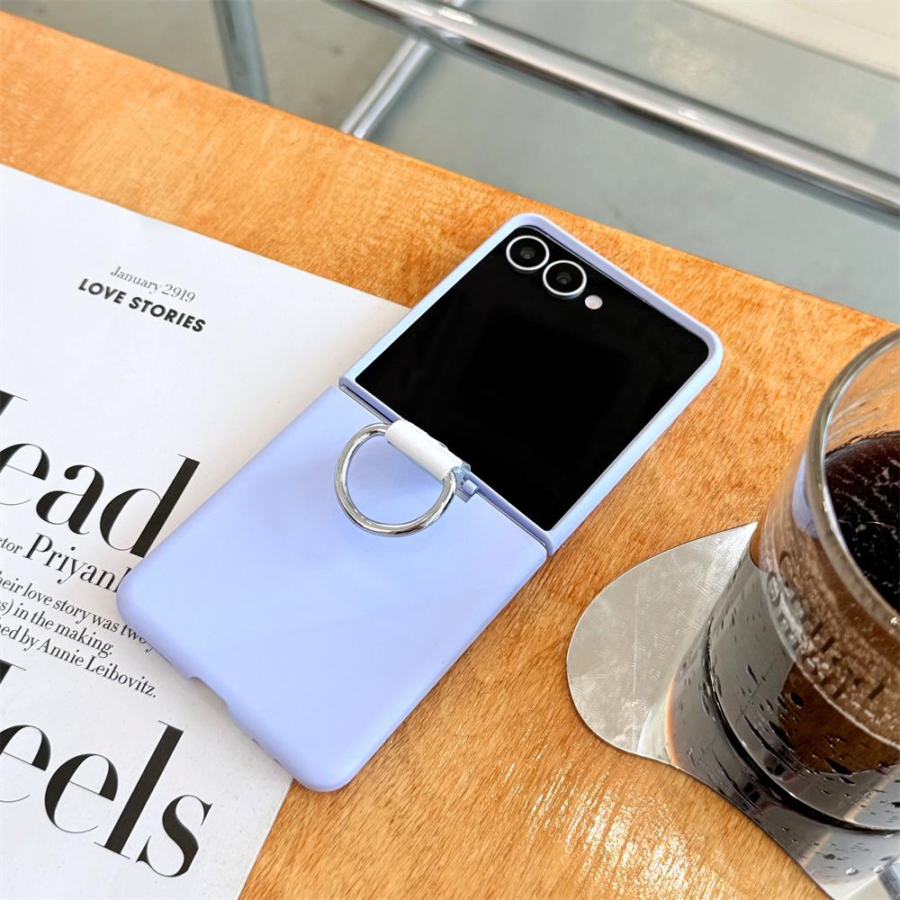 Soft Silicone with Ring Phone Case for Samsung Galaxy Z Flip 7 6 5 4 Flip5 Flip6 Flip7 FE Hinge All Inclusive Protection Cover