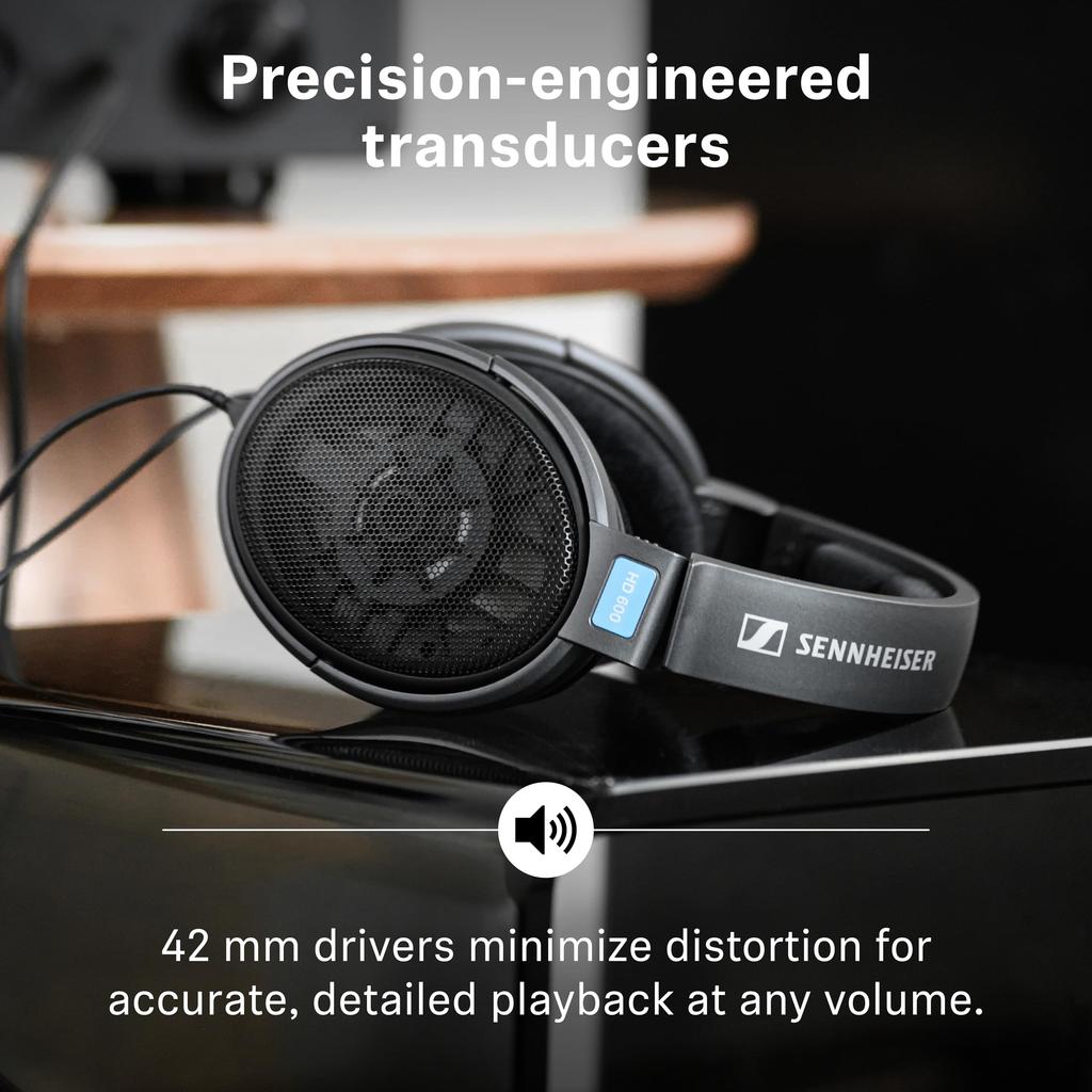 Sennheiser HD 600 Wired Headphones dynamic wired headphones for featuring a wide soundstage and high ideal for music with a metal mesh black –