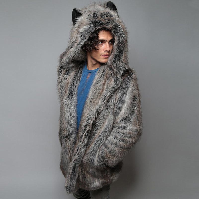 Herrenmode Winter Luxury Kunstpelz Jacken Mäntel Full Long Warm 2XL//3XL//4XL//5XL