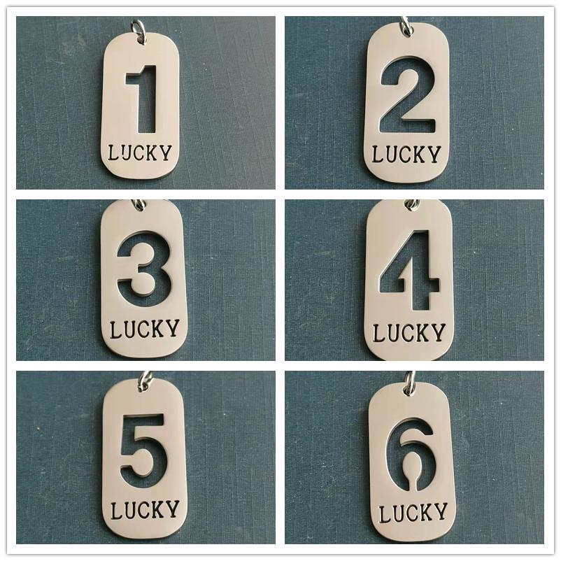European & American Cross Lucky Number Square Pendant Stainless Steel Necklace: Unisex Hip Hop Trendy Keychain Versatile Chain