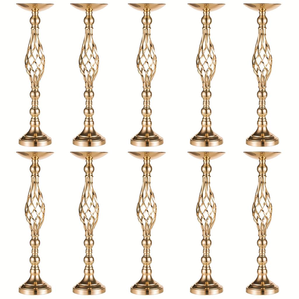 10pcs Elegant Metal Flower Vase Dining Table Butter Lamp Candlestick Ornaments Boho Artificial Flower Decor Bottle Flower Stand