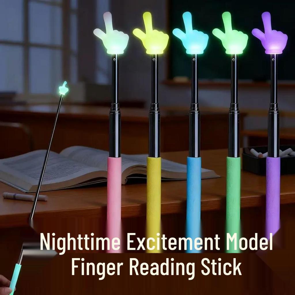 Luminous Reading Stick: Telescopic Gold Finger Pointer for Students and Teachers