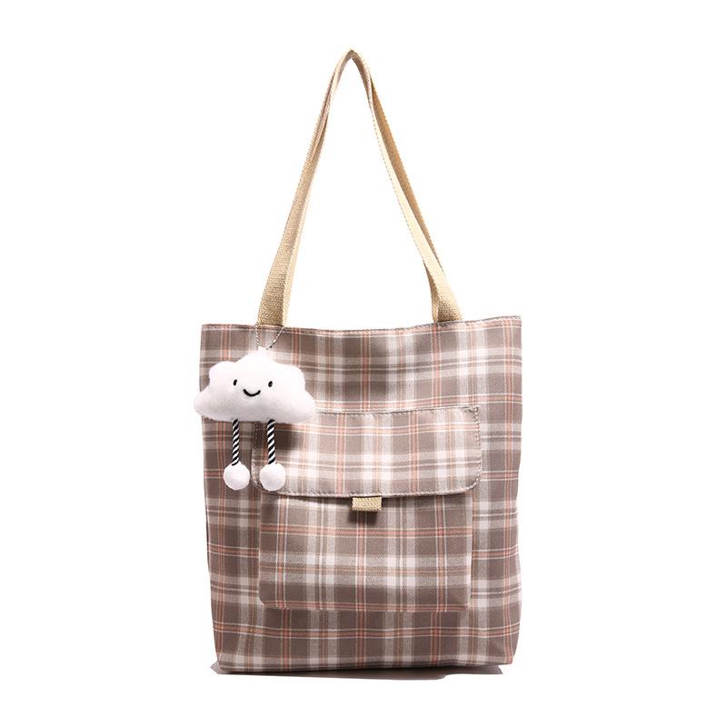 Small Fresh Bag Vintage Plaid Shoulder Bag Women's Work Handbag Pastoral Bag Women