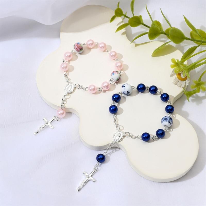 Elegant Crucifix Charm Bracelet Religious Symbol Jewelry Alloy Design Wristband For Daily Wear Secure Lock Clasp