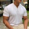 Herren-Shorts mit V-Ausschnitt, atmungsaktive Baumwollmischung, Sport, Fitnessstudio, Oberteile, Kleidung für den Alltag