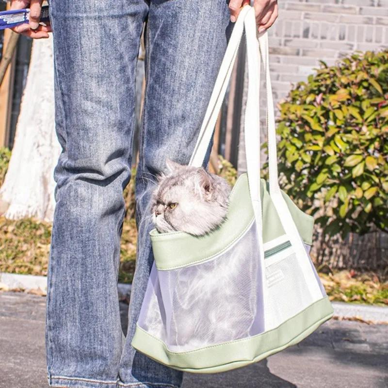 Portable Pet Carriers Bag Breathable Cat Dog Backpack Outgoing Travel Transparent Pets Handbag with Locking Safety Zippers