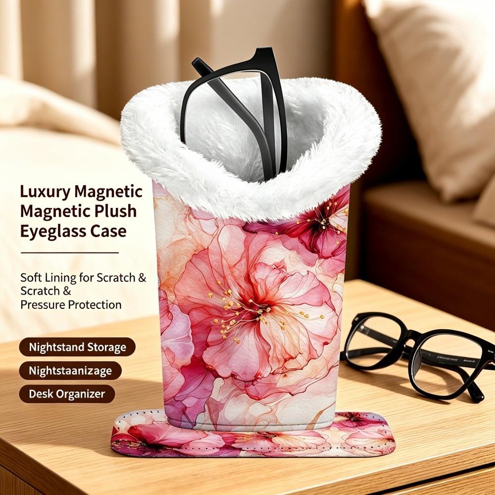 Luxury Magnetic Plush Eyeglass Case, Scratch & Pressure Resistant, Glasses Storage For Nightstand, Desk, Car, Tabletop