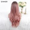 Długie różowe czarne odrosty faliste syntetyczne Cosplay codzienne peruki imprezowe HairTypeWigs dla kobiet