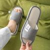 Linen Open-Toe Indoor Slippers (260-265mm/Gray)