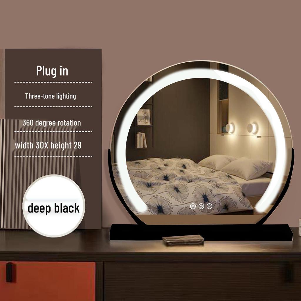 Compact LED Makeup Mirror with Three-Color Fill Light, Smart Touch Charging, Perfect for Dressers