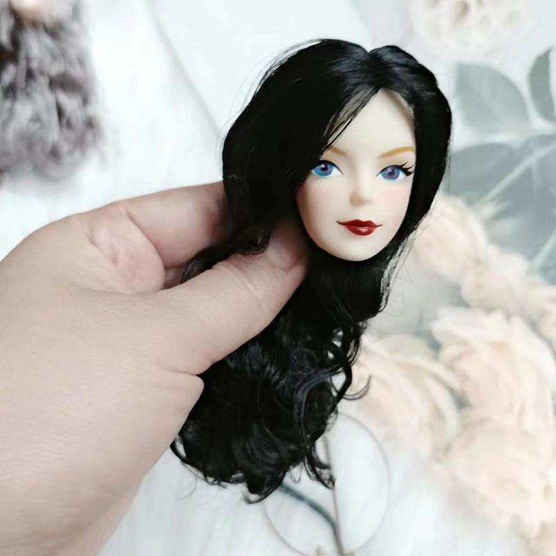 30cm Puppenkopf Dame mit großen welligen lockigen Haaren 16 Verkleidungszubehör Mädchen DIY Spielzeug