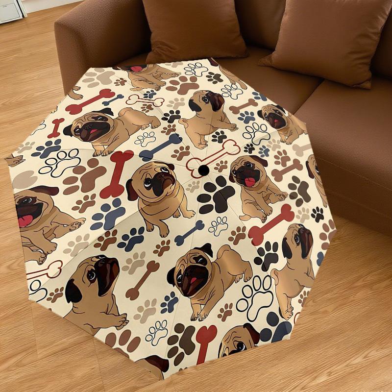 1PC Pug Bone Umbrella-8-Rib Reinforced Portable Folding Travel Suitable for All Seasons Outdoor Daily Use  -J0404