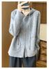 Women's Hooded Knit Cardigan 2024: Stylish Loose-Fit Zipper Sweater for Autumn-Winter