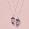 2Pcs/Set Colorful Heart Pendant Necklace for Girl Cartoon Love Pendants Best Friend Shared Jewelry BFF Gifts