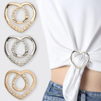 Neue Mode Ecke Saum Taille Verknotet Broschen Kristall Perle Metall Hijab Schal Ring Taste Hemd T-shirt Feste Schnalle Zubehör