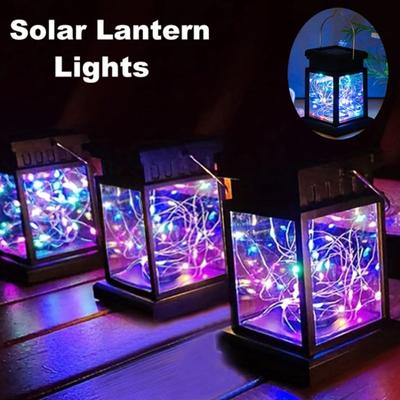 Modern Design Solar Lights Lantern Lamp with 30 LED Colours Solar String Lights Portable Waterproof Outdoor Decorative Light