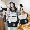 Canvas Casual Backpack Five Piece Set For Students With Rabbit Letter Pattern For School Use