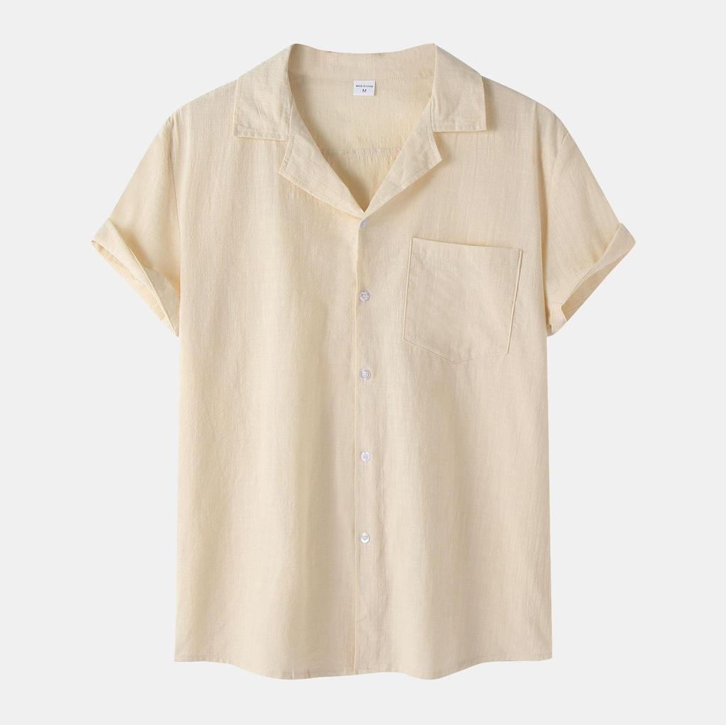 Men's 2026 Summer Cotton-Linen Short-Sleeve Casual Cardigan Shirt