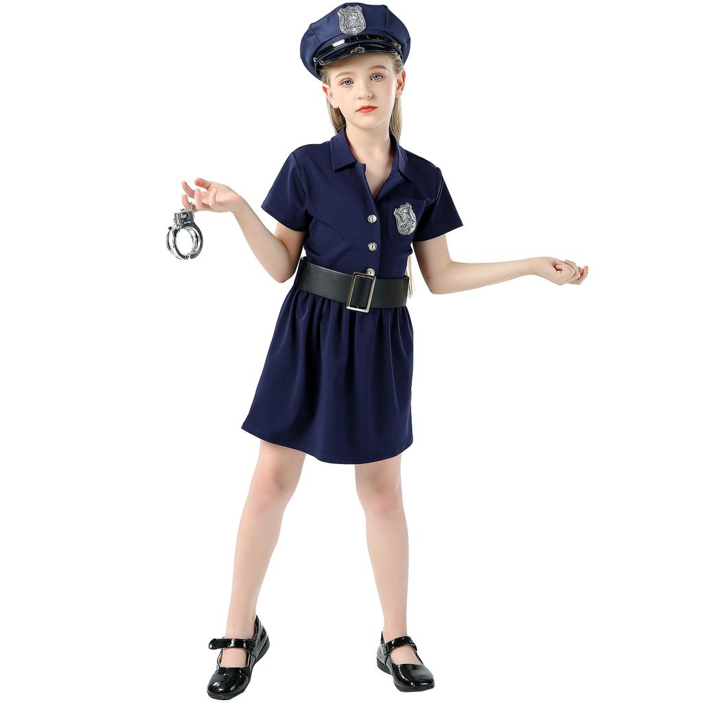 Cosplay S-XL 1. Juni Kindertag Polizei-Show-Kostüm Halloween-Kostüm Jungen und Mädchen Polizei-Kostüm Kinder-Show-Kostüm