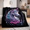 1pc Unicorn Fantasy Artwork Blanket Lightweight Blanket Throw Blanket For Sofa, Bed, Travel, Camping, Livingroom, Office, Couch, Chair Yy251010064