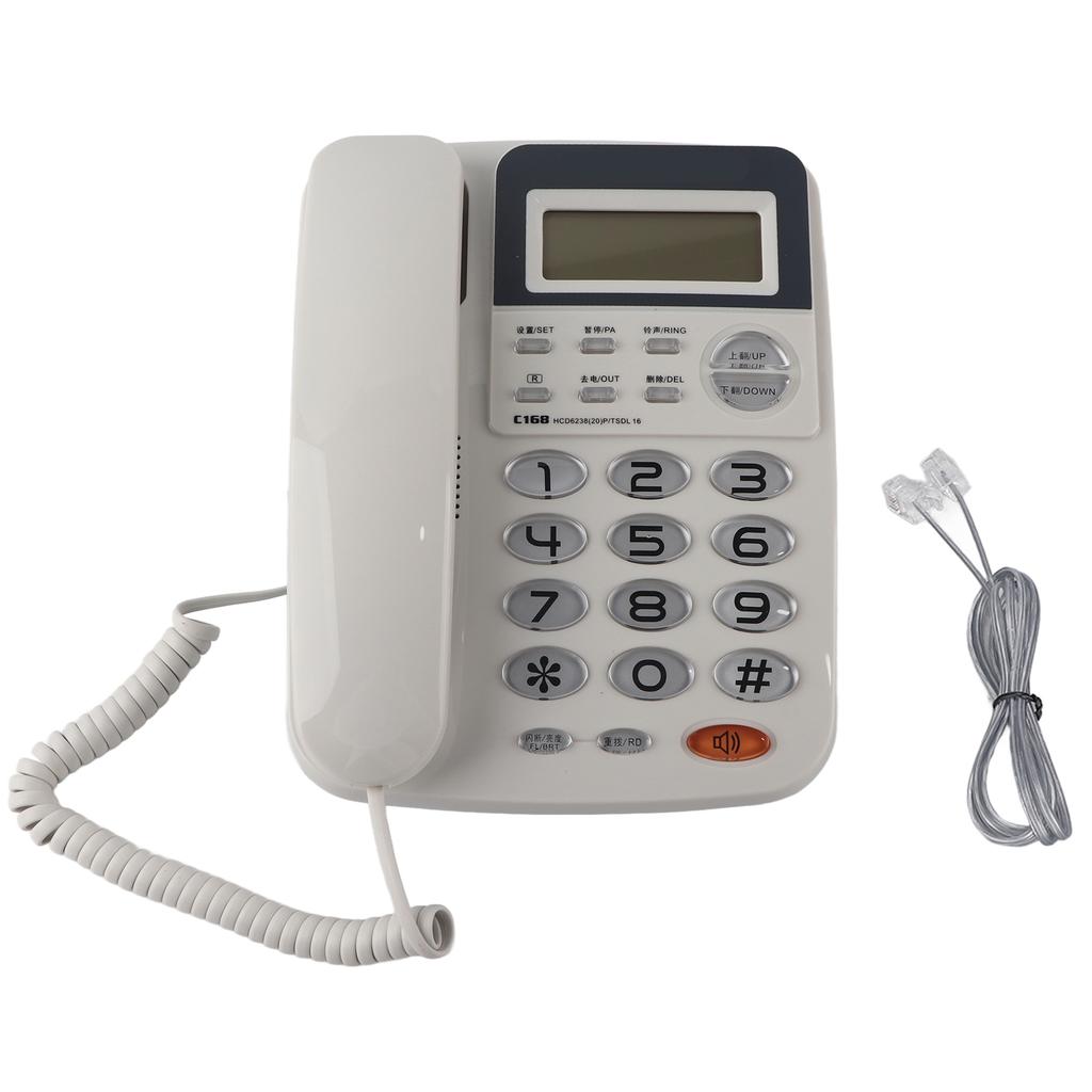 W168 Corded Telephone Caller ID Landline Phone with LCD Screen for Home Office Hotel