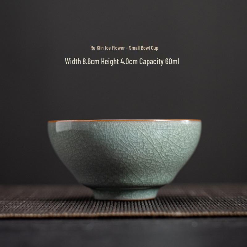 Ru Kiln Ice Flower Crackle Glaze Kung Fu Ceramic Tea Cup - Mastery In Personal Tea Tasting, Gift Box Included