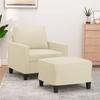VidaXL Armchair with Footrest Cream 60 Cm Faux Leather, Sofa, Armchair, TV Armchair, Single Sofa, Seat, Recliner Sofa, 3201020