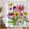 1 Bright Watercolor Floral Shower Curtain - Daisy and Purple Echinacea Botanical Pattern, Polyester Fabric, Machine Washable