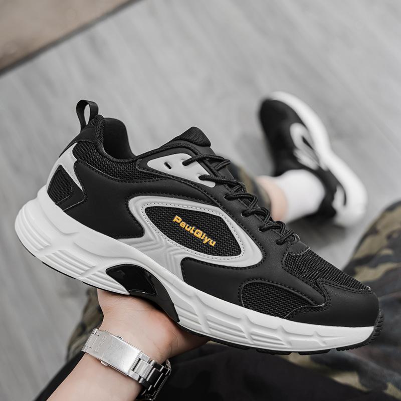 

Sports men s shoes spring and summer new mesh breathable running shoes youth casual versatile thick sole heightening dad shoes men 45 чёрный