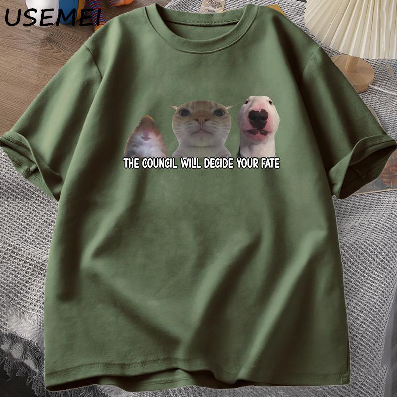 Funny Cat Meme Tee Shirt Graphic T Shirts Unisex Women Silly Animals Tshirt Cotton Oversized Designer Tees Unisex Streetwear