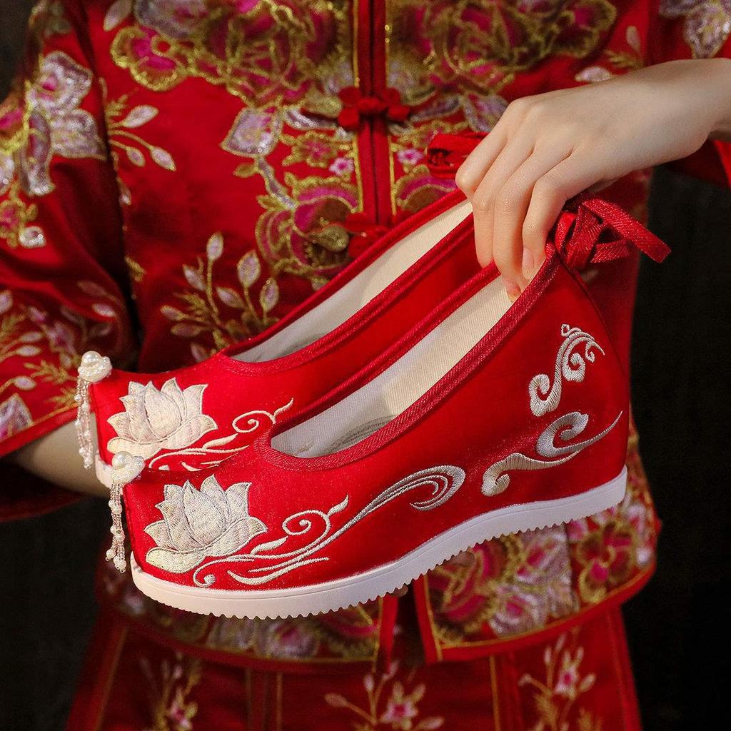 New inner shoes Hanfu women's shoes bow shoes embroidered shoes upturned new Chinese style ancient shoes