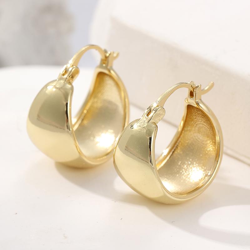 

Classic Gold Color Hoops Women s Earrings Metal Hand Carving Circle Party Daily Wear