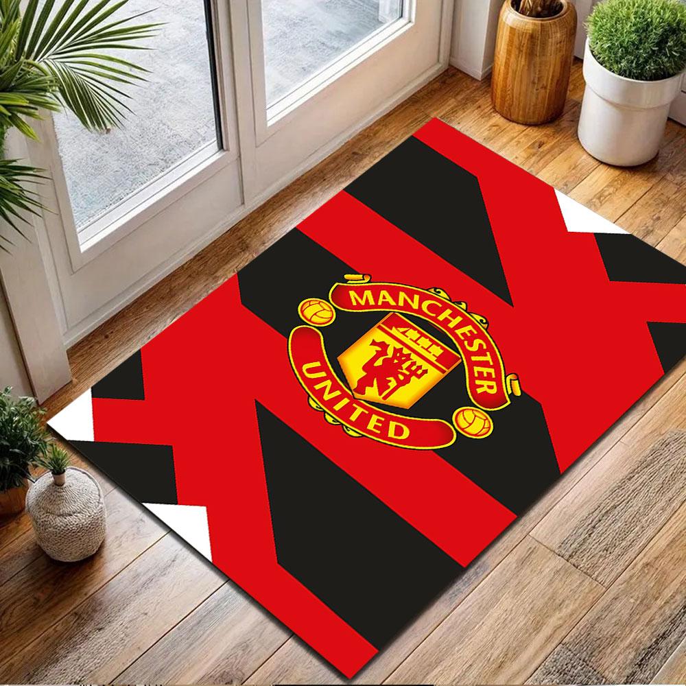 Manchester United Logo Rug Design Patterned carpet, non slip mat suitable for living room and bedroom sofas