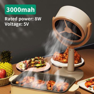 Tisch-Dunstabzugshaube Tragbarer BBQ-Abzug Abluft 5V 8W 3000mAh Einstellbarer Winkel für Indoor-Hot Pot mit 10 Stück Filterschwamm
