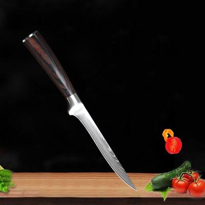 6-inch Damascus Laser Cut Chef's Knife Stainless Steel Knife Japanese Knife Boning Knife Kitchen Knife with Wooden Handle