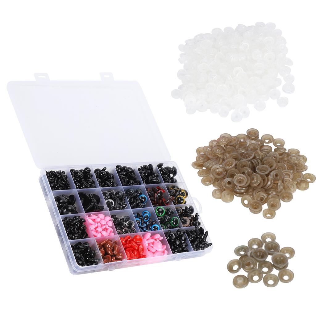 460Pcs Doll Eyes and Noses Plastic Resin Colorful MultiSize Plush Toy Face DIY Supplies