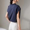 Cotton Round Neck Short Sleeved Shirt for Women, 2026 Summer Casual Versatile Solid Color Small Shirt Top