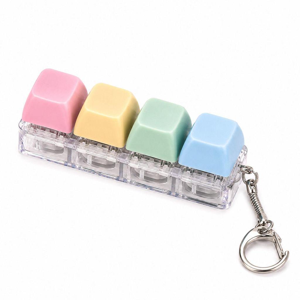 Cross-Shaped Macaron Mechanical Keychain: 4-Key/9-Key Button Stress Relief Switch Tester