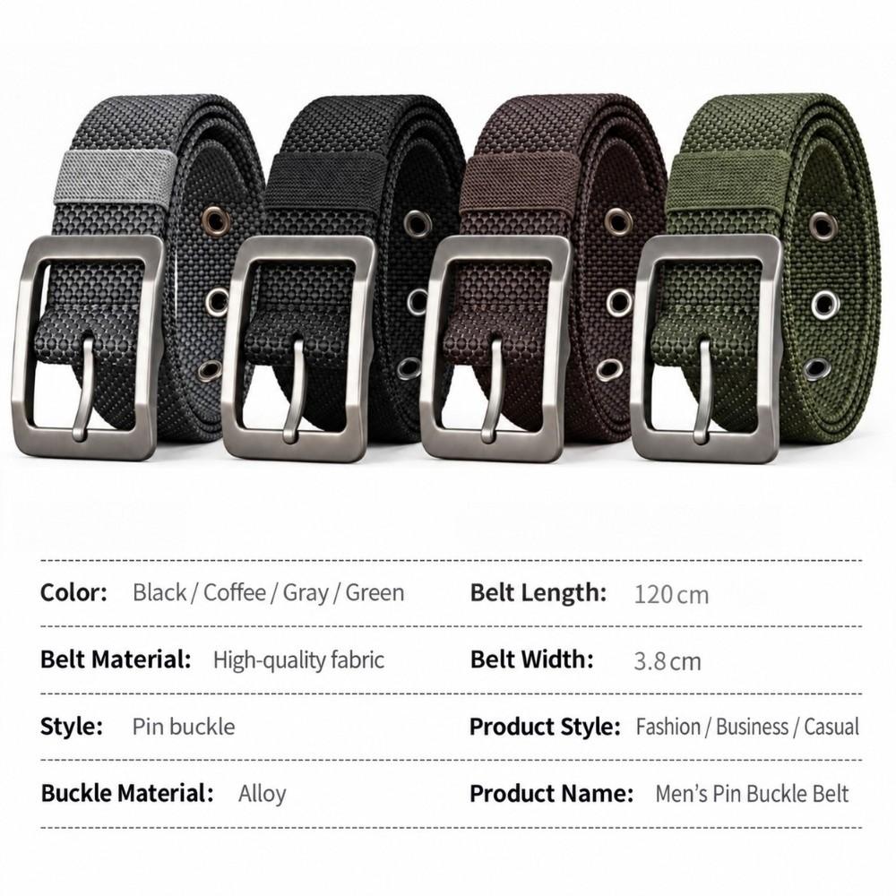 3.8cm Wide Woven Fabric Belt 120cm Length Casual Trouser Belt  For Jeans Trousers