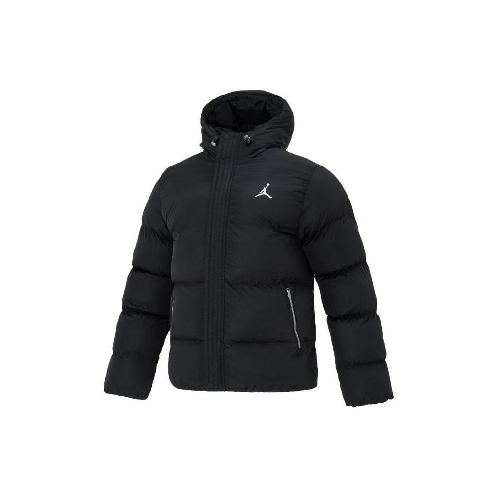 Jordan Solid Color Hooded Zip-Up Cotton Jacket Men Outerwear Black FB7312-010