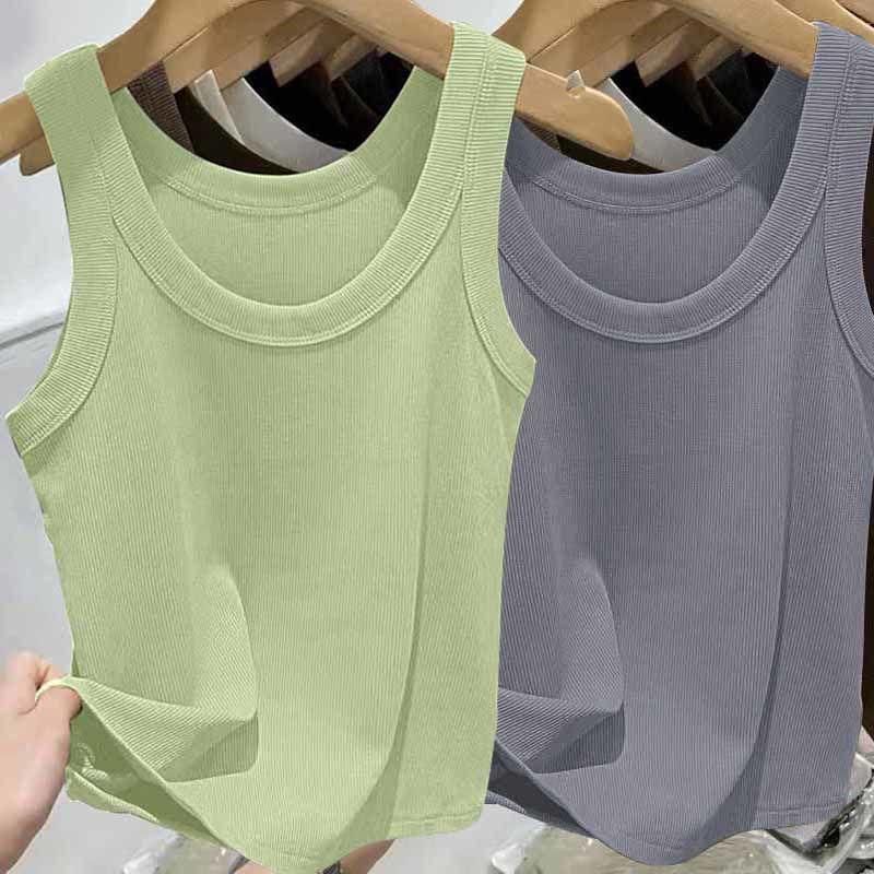 Geripptes Camisole-Oberteil aus Eisseide für Damen mit U-Ausschnitt und Spaghettiträgern für Frühling und Sommer
