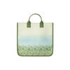 Gucci Cat Print Canvas Top Handle Tote Bag With Green Leather Trim For Unisex Daily Use