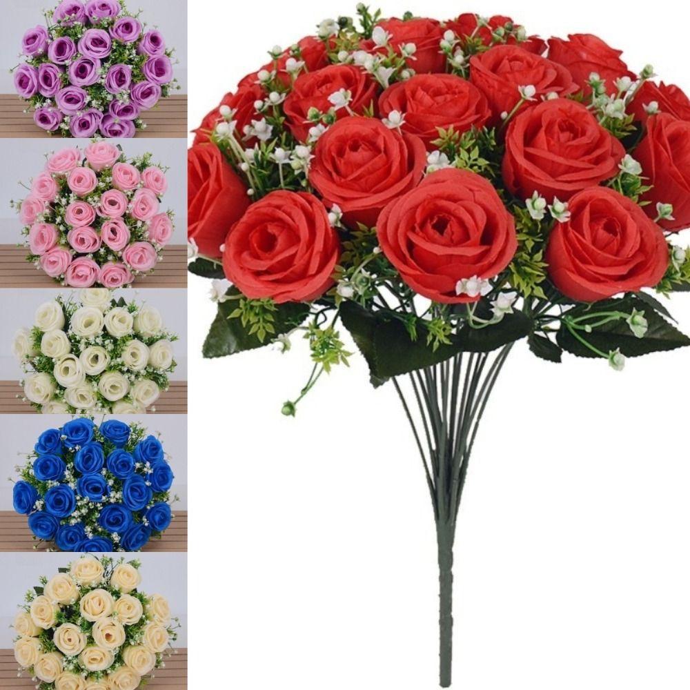 Bride Bouquet Artificial Rose Bouquet DIY Craft Decorative Artificial Rose Wedding Decorations