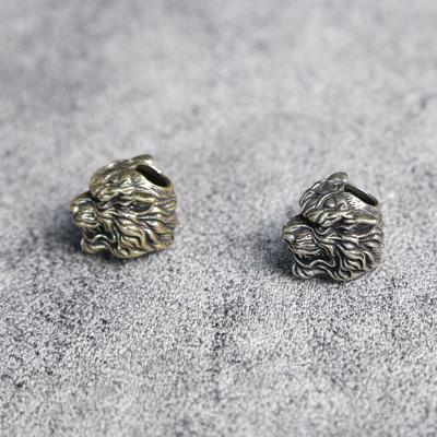 Tiger King Head Sculpture Brass Knife Beads EDC DIY Paracord Pendants Accessories Outdoor Survival Tool Woven Lanyard Hangings
