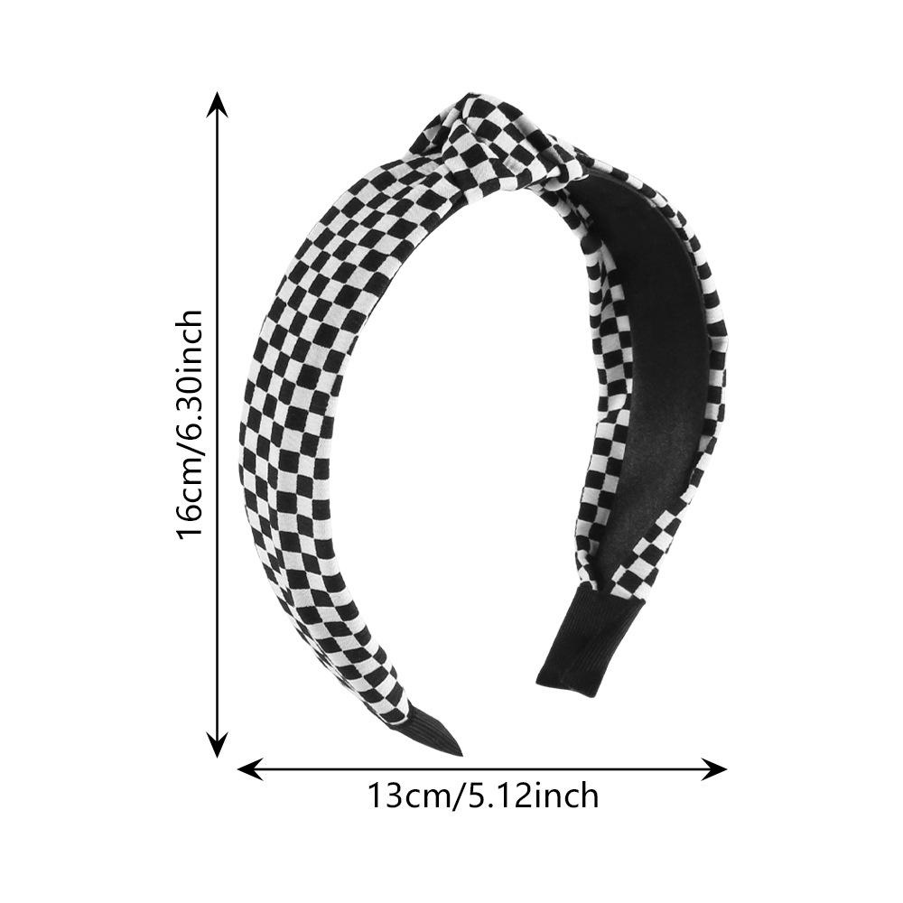 Simple Checkered Hairband Makeup Washing Solid Hair High Forehead Headband Versatile Commute Hair Accessory for Women