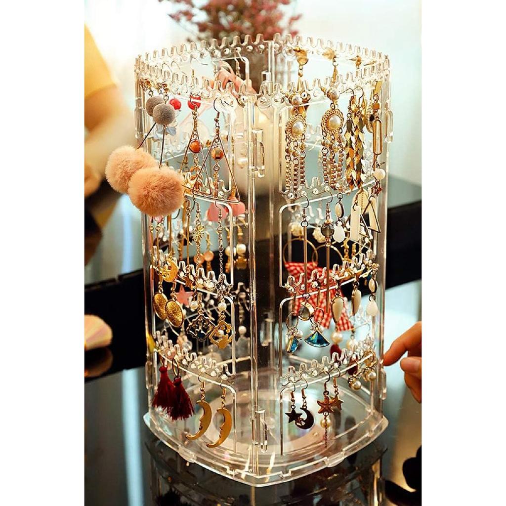 360 drehbare Schmuck Organizer Schnalle Ohrring Organizer Ständer Transparent