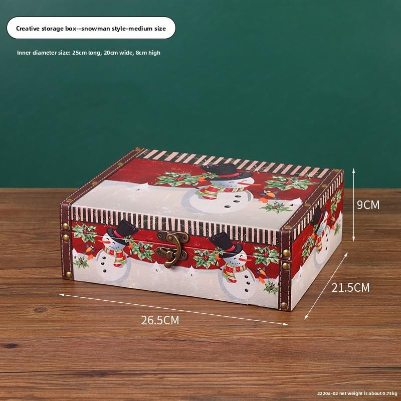 Christmas Wood Leather Storage Box With Lid For Home Organization And Holiday Decor