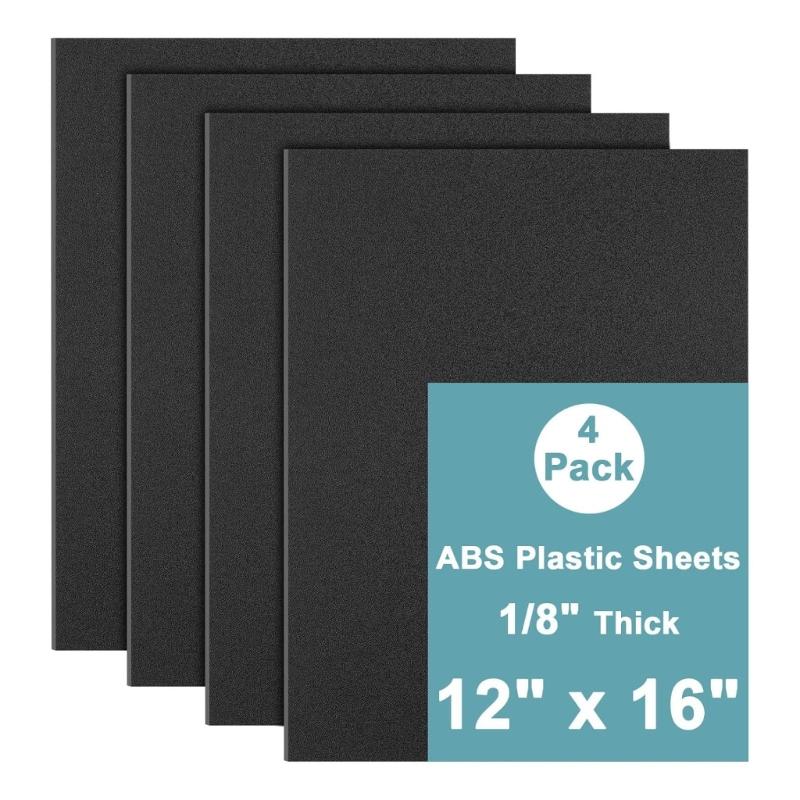 Modellbau ABS-Platten 4er-Pack, 30,5 x 40,6 cm Flache Platten mit 3 mm Dicke für Fertigung, Zierteile und Werkstattgebrauch
