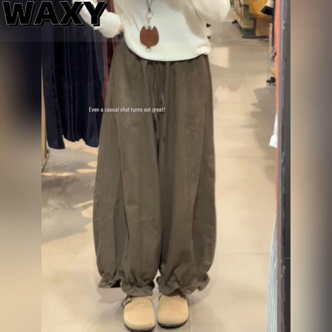 

High-Waist Loose Fit Lantern Pants - Trendy Drape Wide-Leg Pear Shape 2026 Design L (110-125)